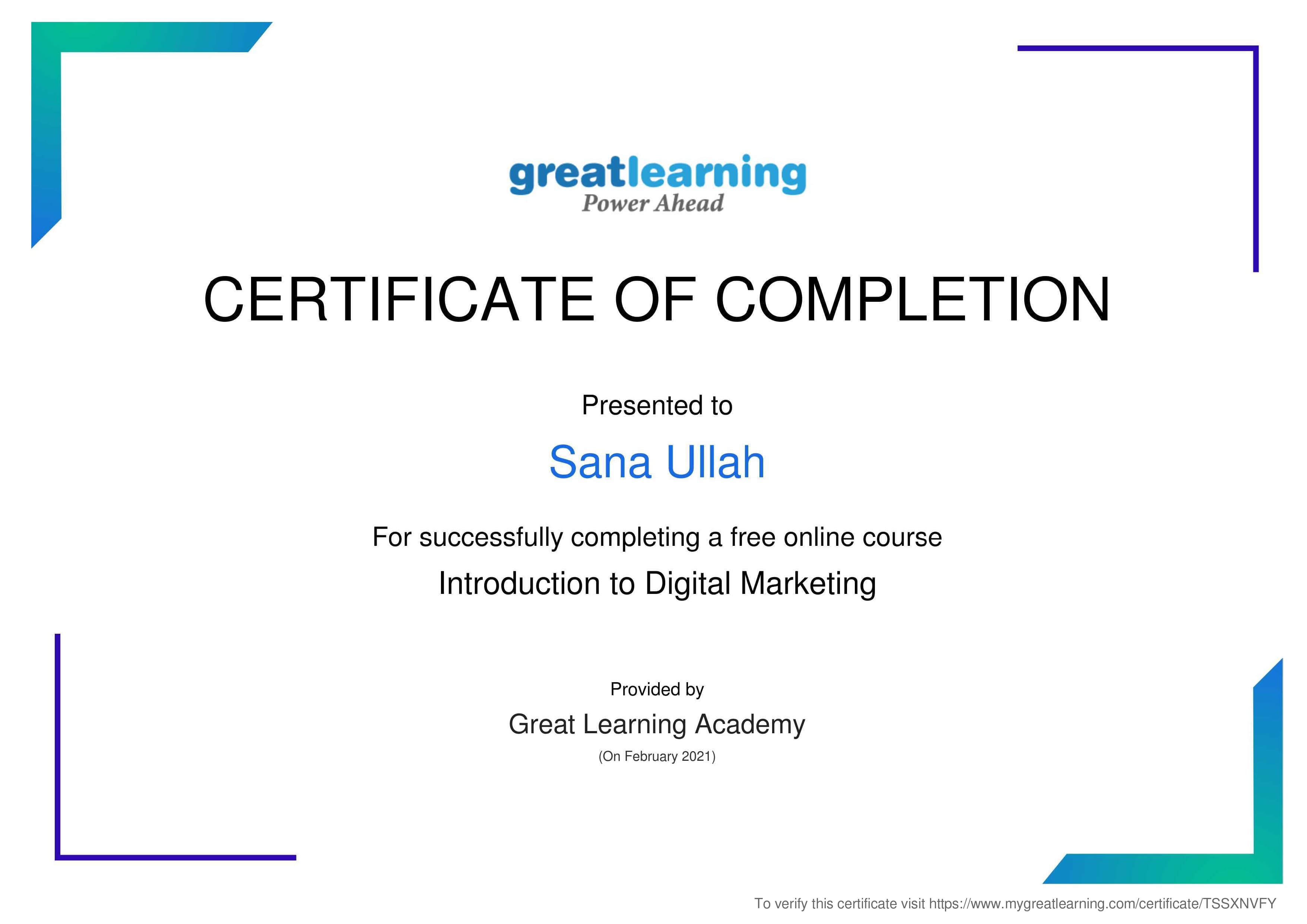 Introduction to Digital Marketing - Sana Ullah