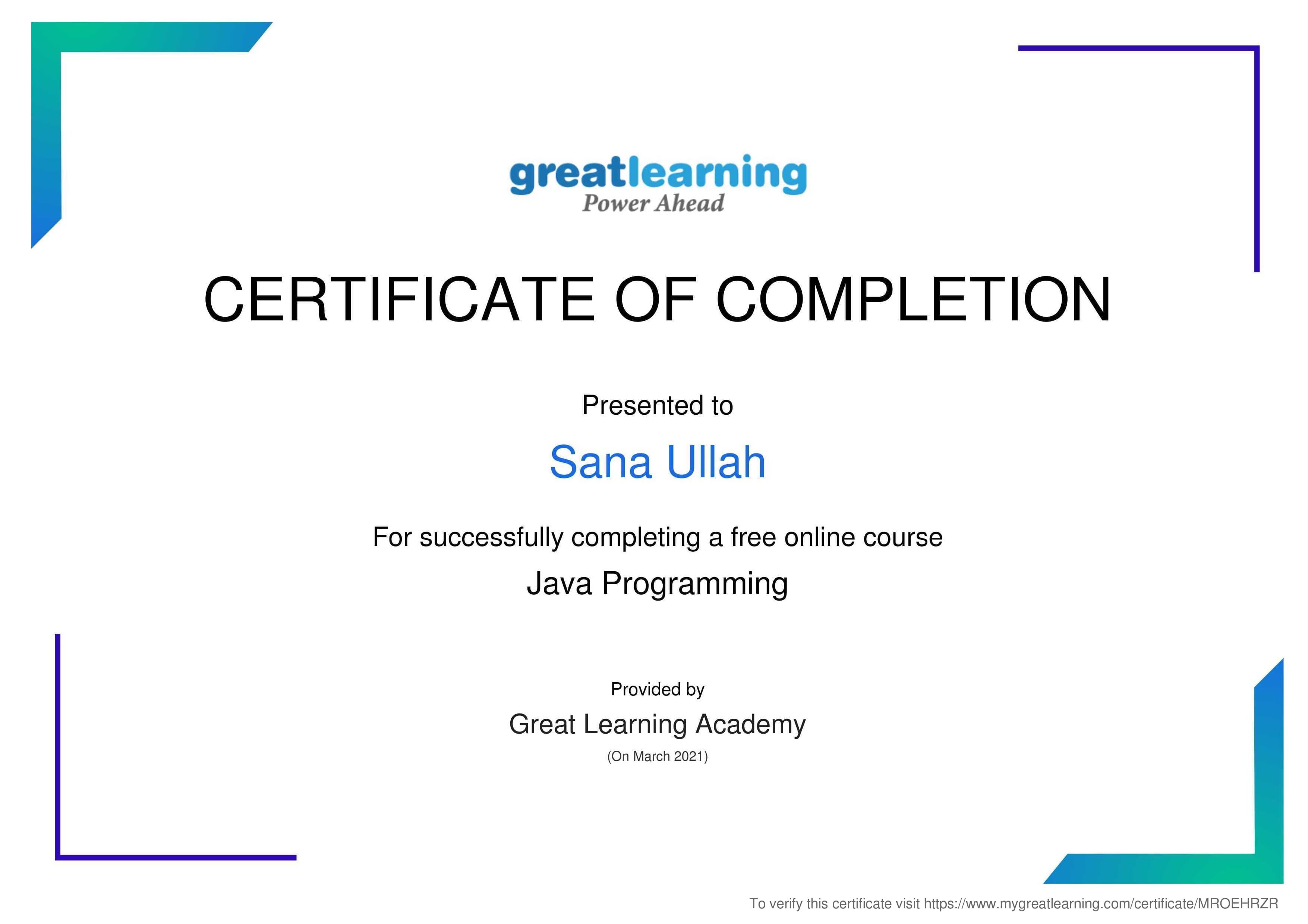 Java Programming - Sana Ullah